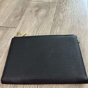 Dagne Dover Black Canvas Leather Essential Folding Travel Wristlet Wallet Clutch